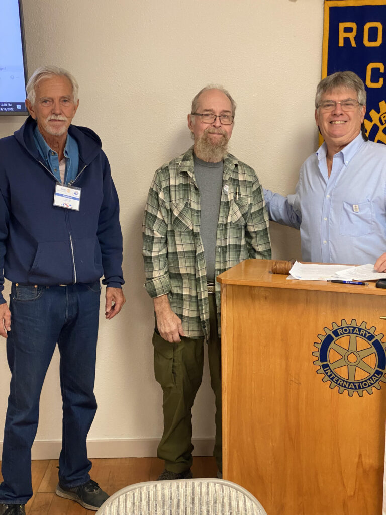 Ross Kelly was inducted into Port Orford Rotary at the regular meeting. Shown here are Gary Anderson, Ross’s sponsor and President Eric, Ross is In the middle.